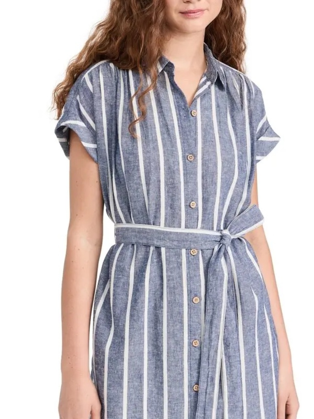 Faherty Striped Linen Blend Shirt Dress, Size S